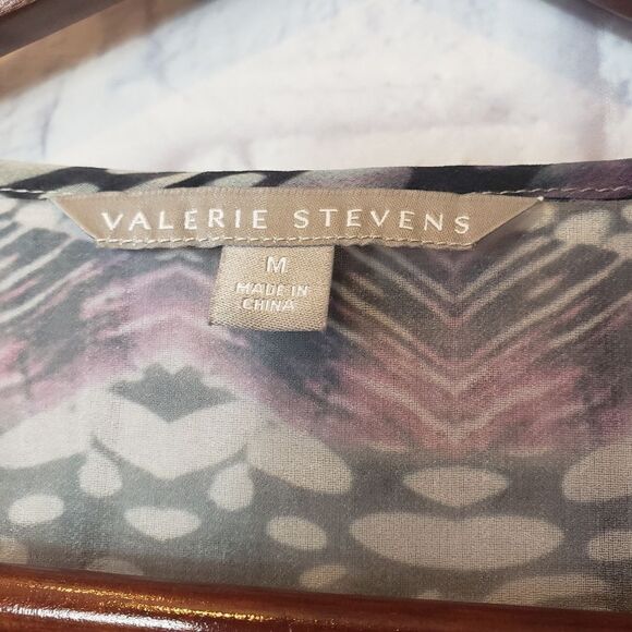 VALERIE STEVENS Sheer Crystal Embellished V-neck Blouse Medium - Picture 5 of 9